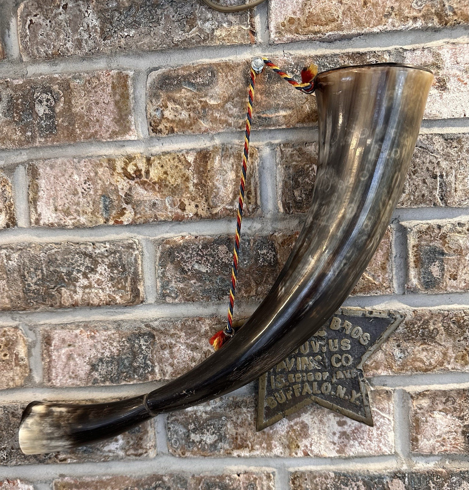 Antique/Vintage Cow/Bull/Bovine Horn Black Powder Muzzle Loader Black & Gray 15”