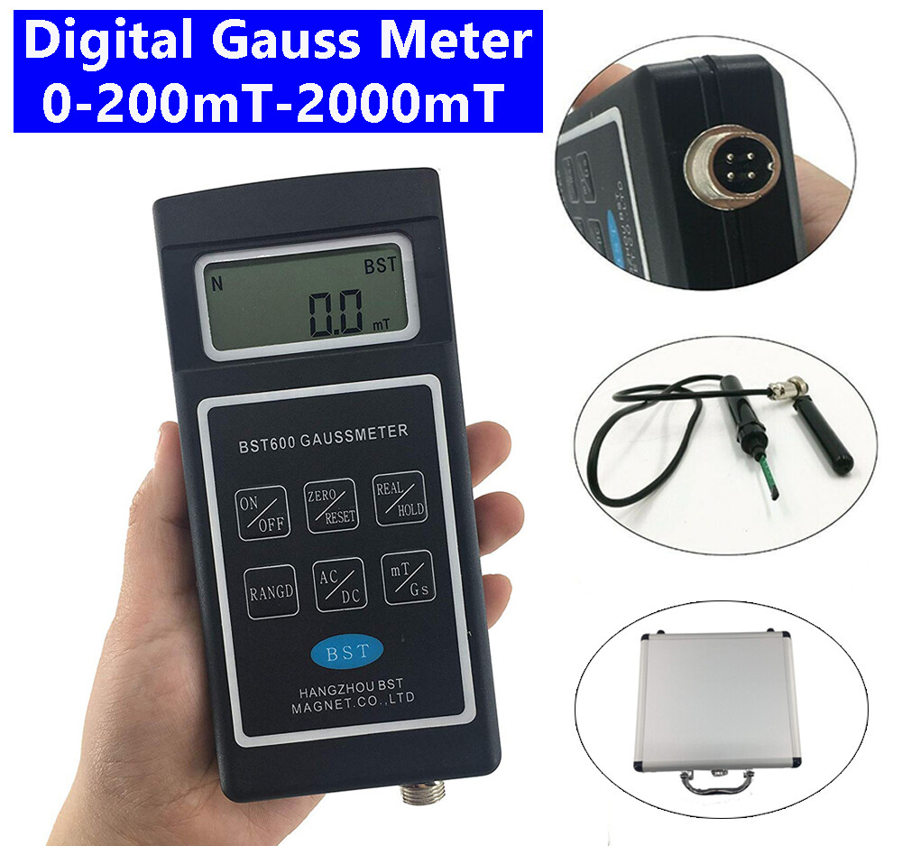 Gaussmeter Tesla Meter Gauge AC/DC Surface Magnetic Field Tester 0-200mT-2000mT