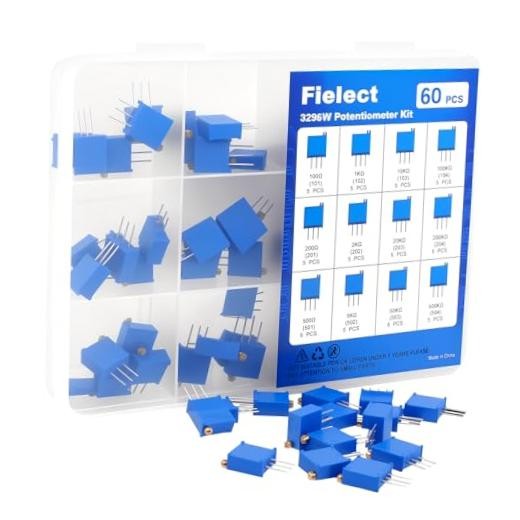 60Pcs 3296W Potentiometer Kit 3296W Multiturn Trimmer Potentiometer 100 Ohm