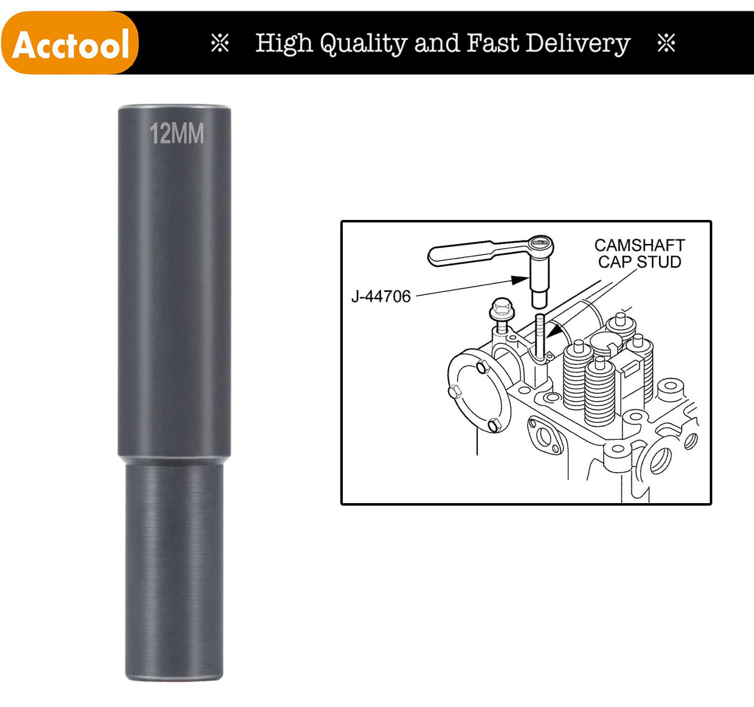 J-44706 12MM 12PT Rocker Arm Shaft Socket For Detroit Diesel 60 Series Engines