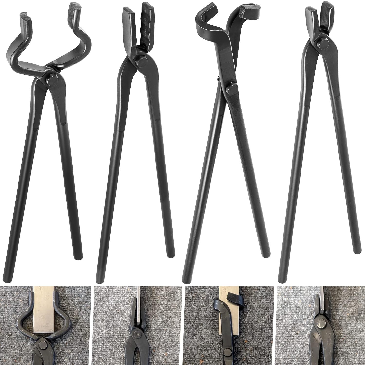 Blacksmith Forging Tongs Knife Making Tongs Set Fire Tongs Anvil Blacksmithin...