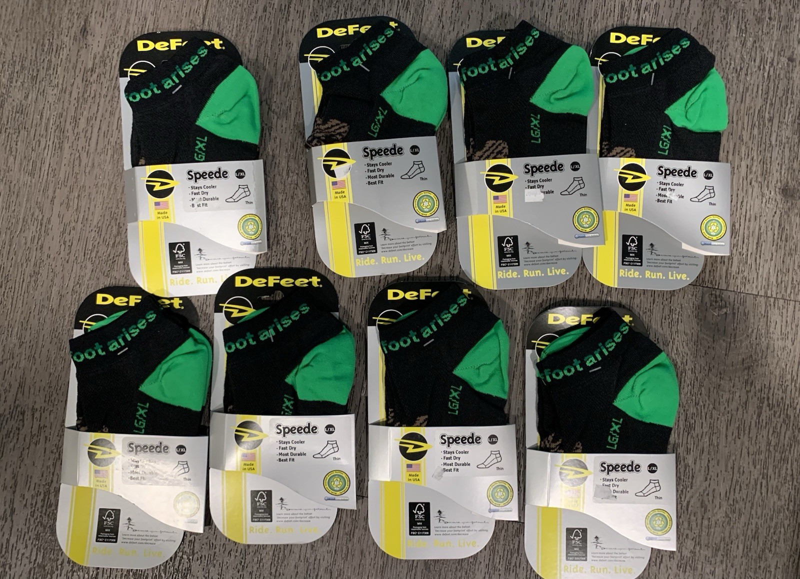8-Pairs Of DeFeet Cycling Running Socks L/XL 9+ women 10-13 men NEW