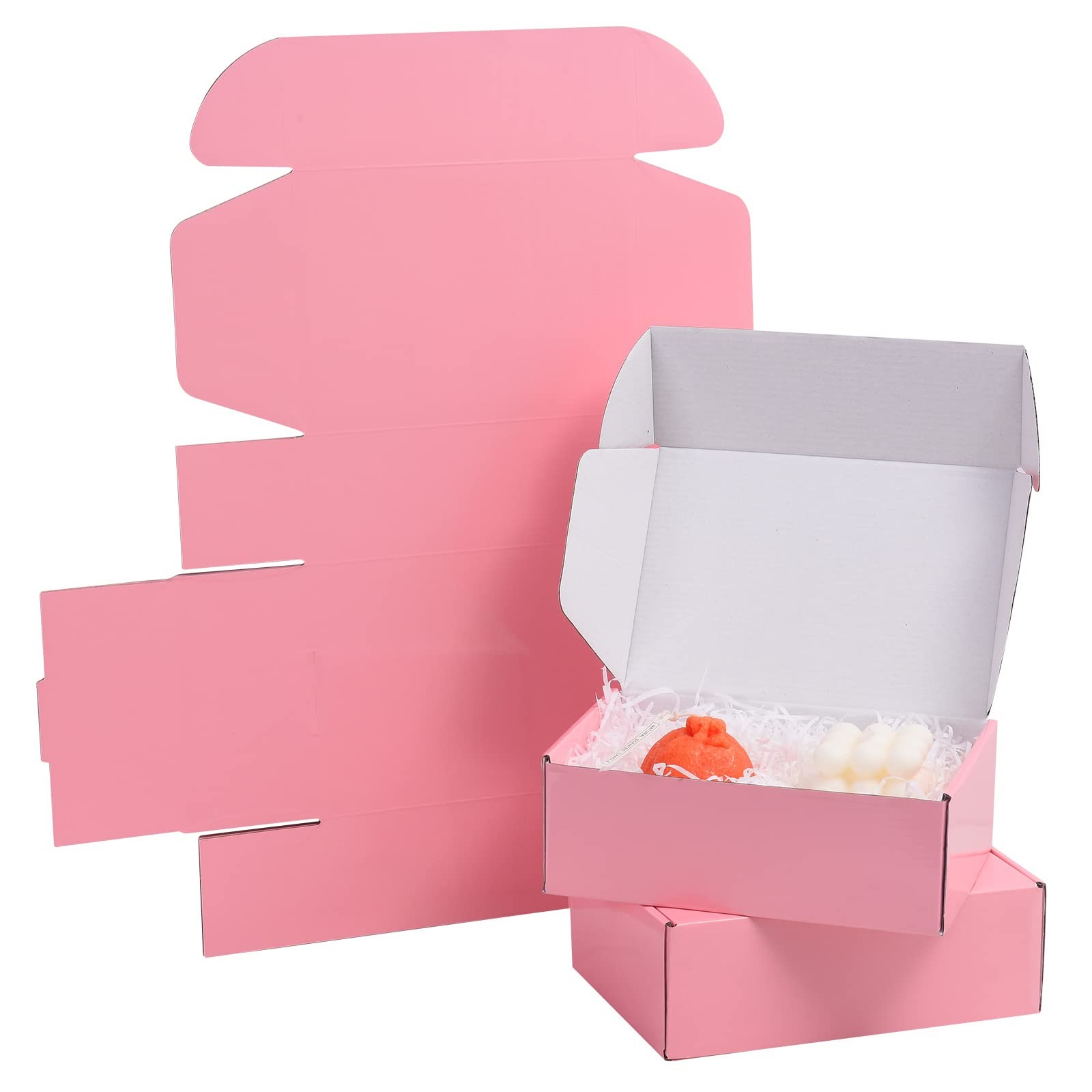 Snogswog 28 Pack 10X8X3 Inches Pink Boxes For Small Business Small Corrugated