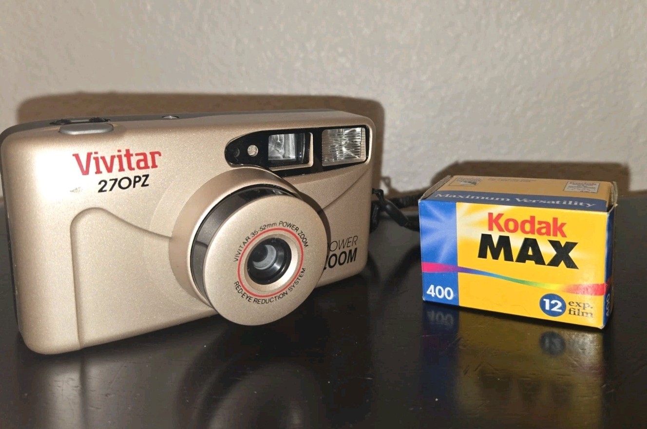 Vivitar 270PZ 35MM Film Power Zoom Camera With Kodak Max Included