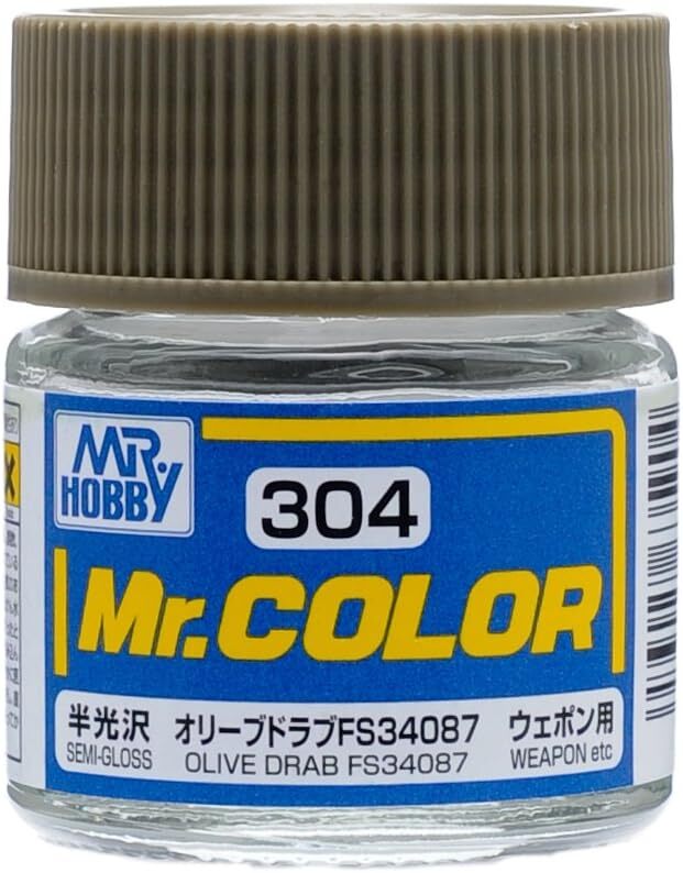 Mr. Hobby C304 Mr. Color Semi Gloss Olive Drab FS34087 Lacquer Paint 10ml - US
