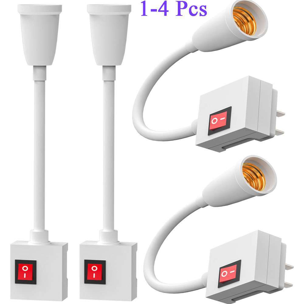 Flexible E27 Light Bulb Holder Extension Socket Adapter Plug in On/Off Switch US