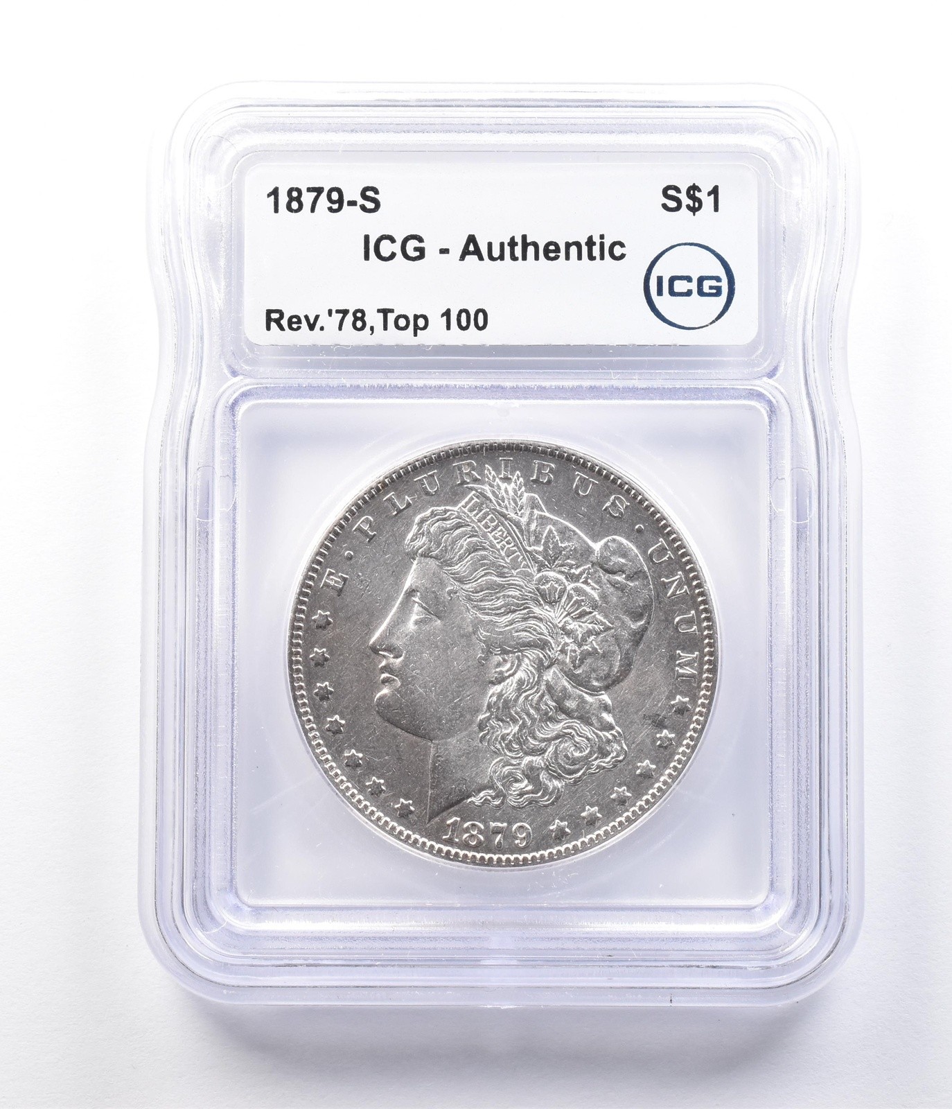 1879-S Morgan Silver Dollar Reverse 78 Top 100 Authentic ICG *2905