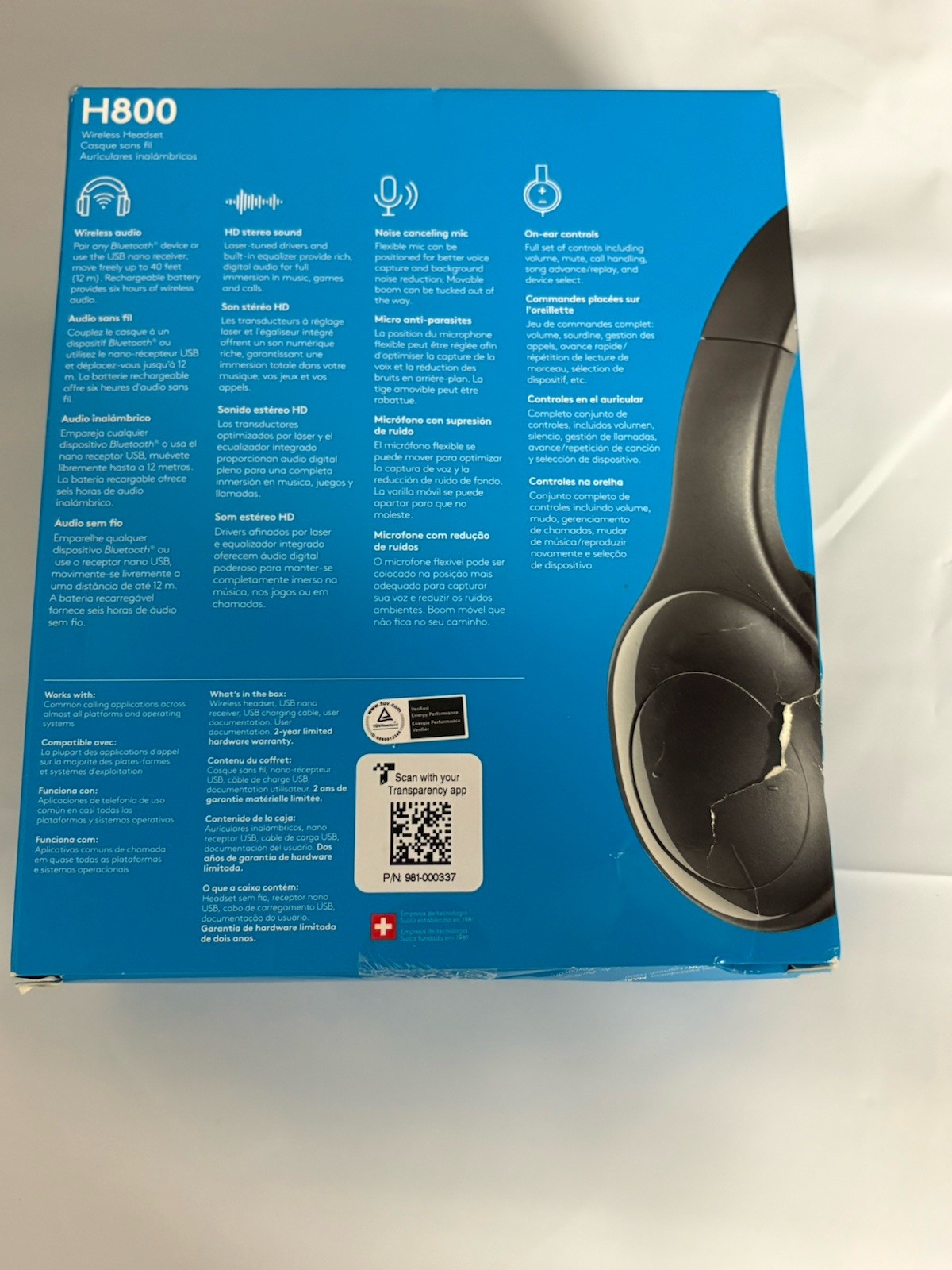 Logitech H800 Bluetooth Wireless Over The Head Headset - NEW
