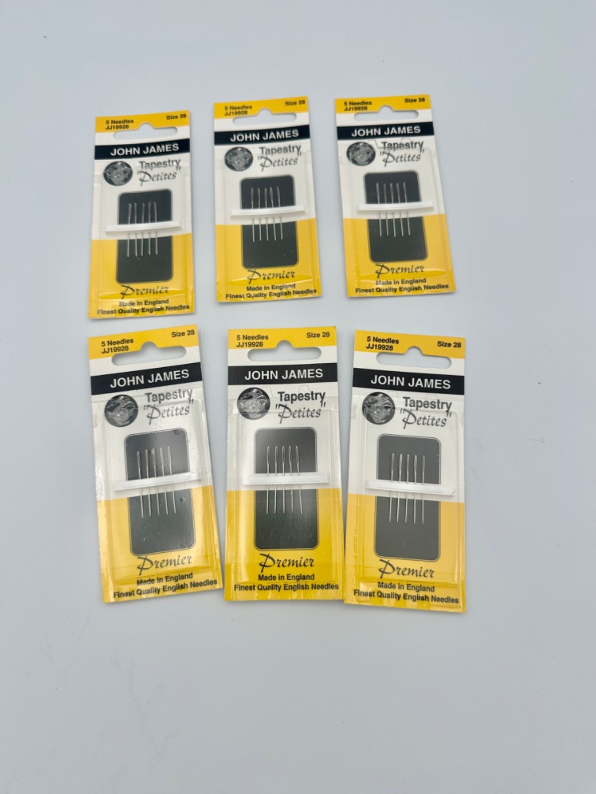 NOS Lot of 6 Packs of John James Tapestry Petite Needles (size 28)