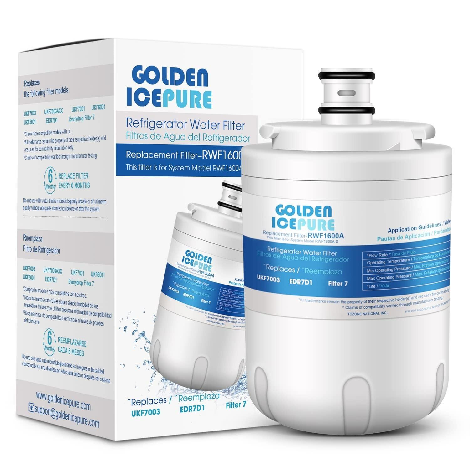 UKF7003 Rrefrigerator Water Filter Fit for UKF7003AXX, UKF7001, RWF1600A, 1PACK