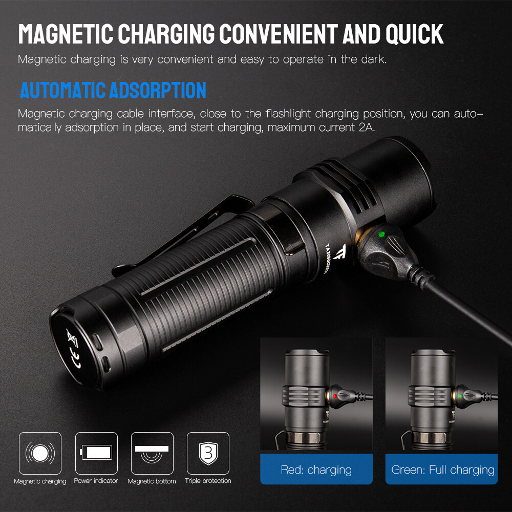 TrustFire 3300Lumen Rechargeable EDC Flashlight 5Mode Magnet Torch Waterproof X