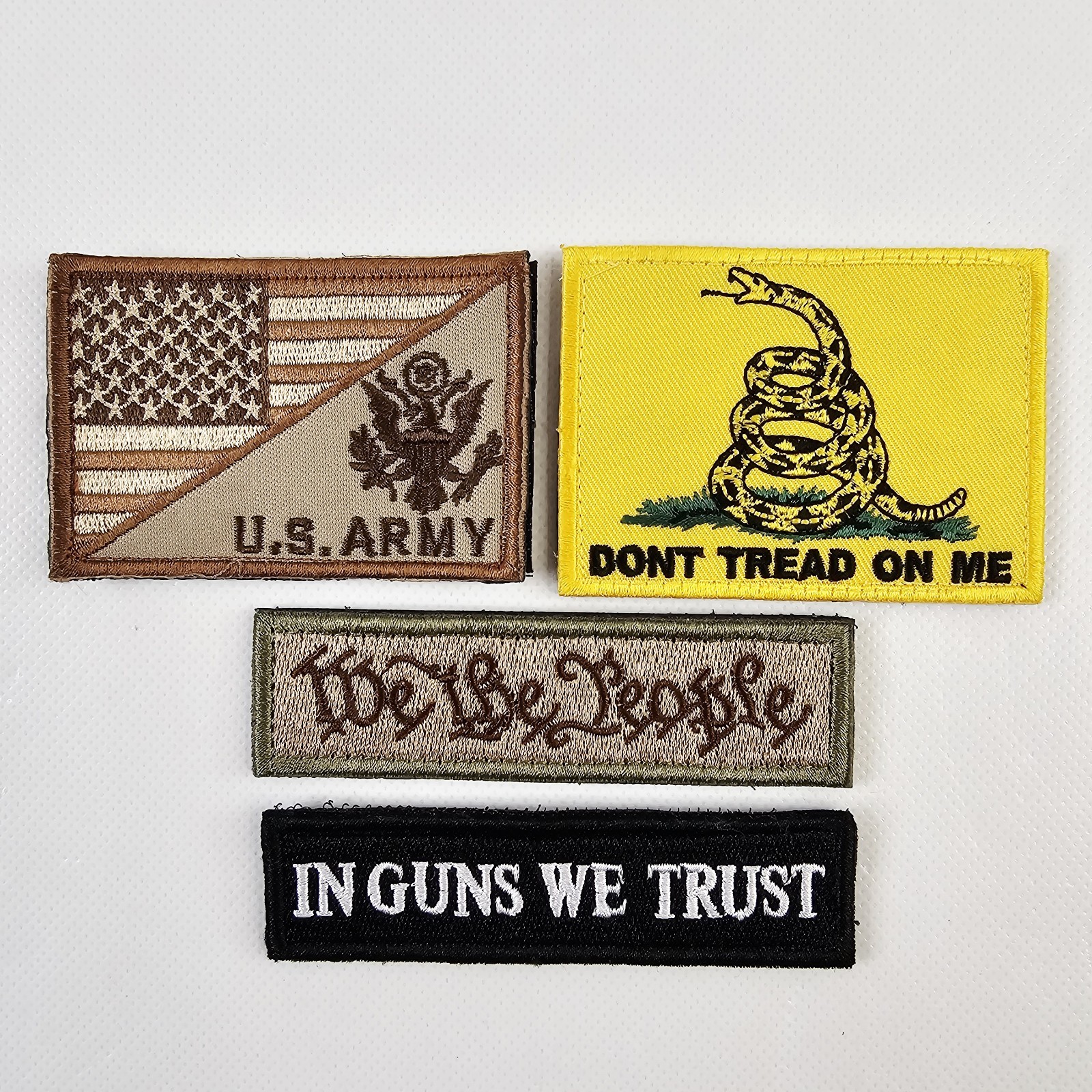 Lot Of 4 US Army Military Hook & Loop Style Patches Gadsden Flag We The People