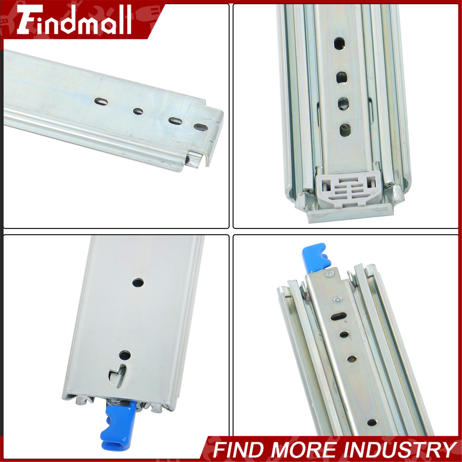 Findmall Heavy Duty 56" Drawer Slides w/Lock 500lb - Full Extension Ball Bearing