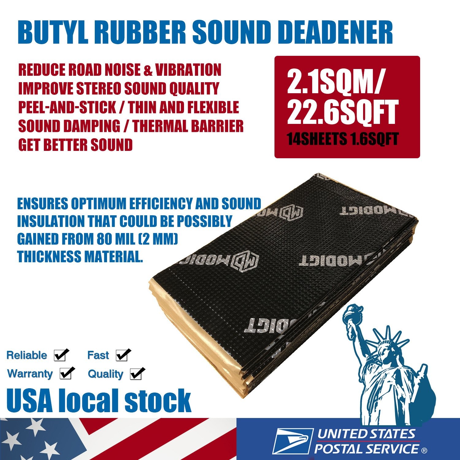 22Sqft Sound Deadener Automotive Insulation Heat Shield Noise Kill Damping Mat