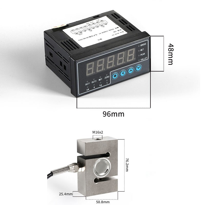 96x48mm CHB Load Cell Display + S-Shaped Load Cell Sensor (0-2T Small Size)