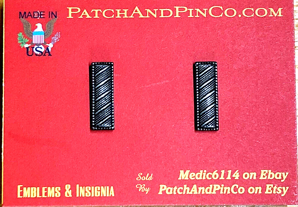 Subdued Black Lieutenant Corrugated Collar Brass Pin Rank Insignia LT Bar Small