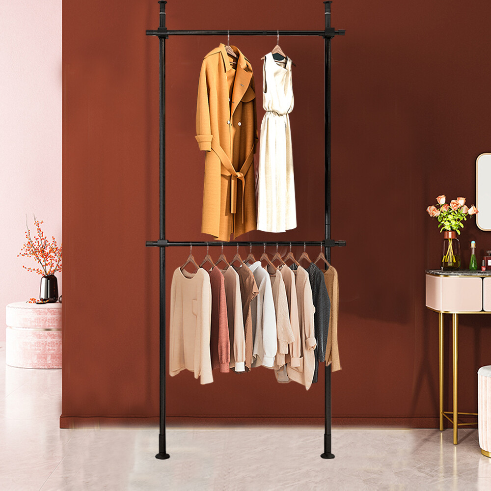 Garment Rack Clothes Storage Hanger Organizer Ceiling Top & Floor Metal Closet