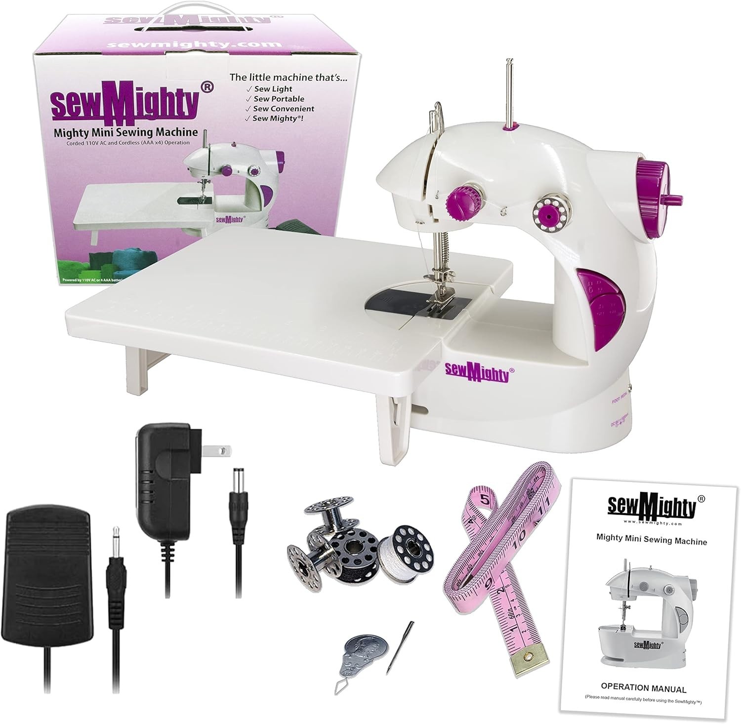 Maquina de Coser Portatil Para Casa Ajustable con 2 Velocidades y Pie Pedal