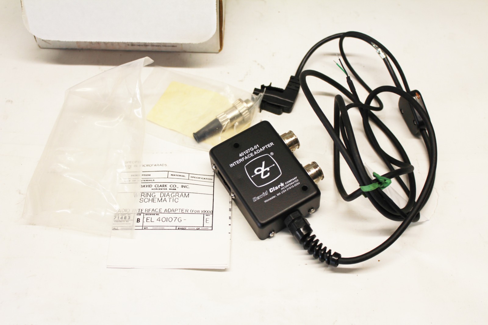 David Clark 40107G-01 Radio Interface Adapter X9000 In Box (4874)