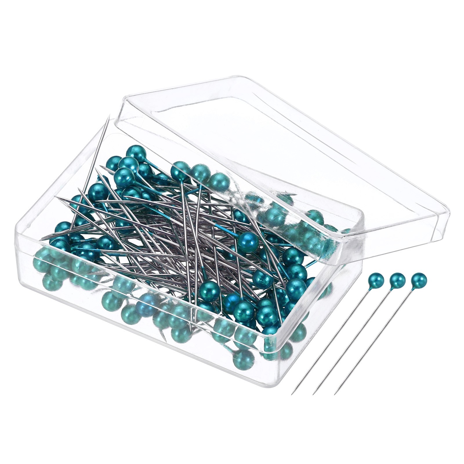 100Pcs Sewing Pins, Straight Pin with Plastic Pearlized Ball Head, Light Blue