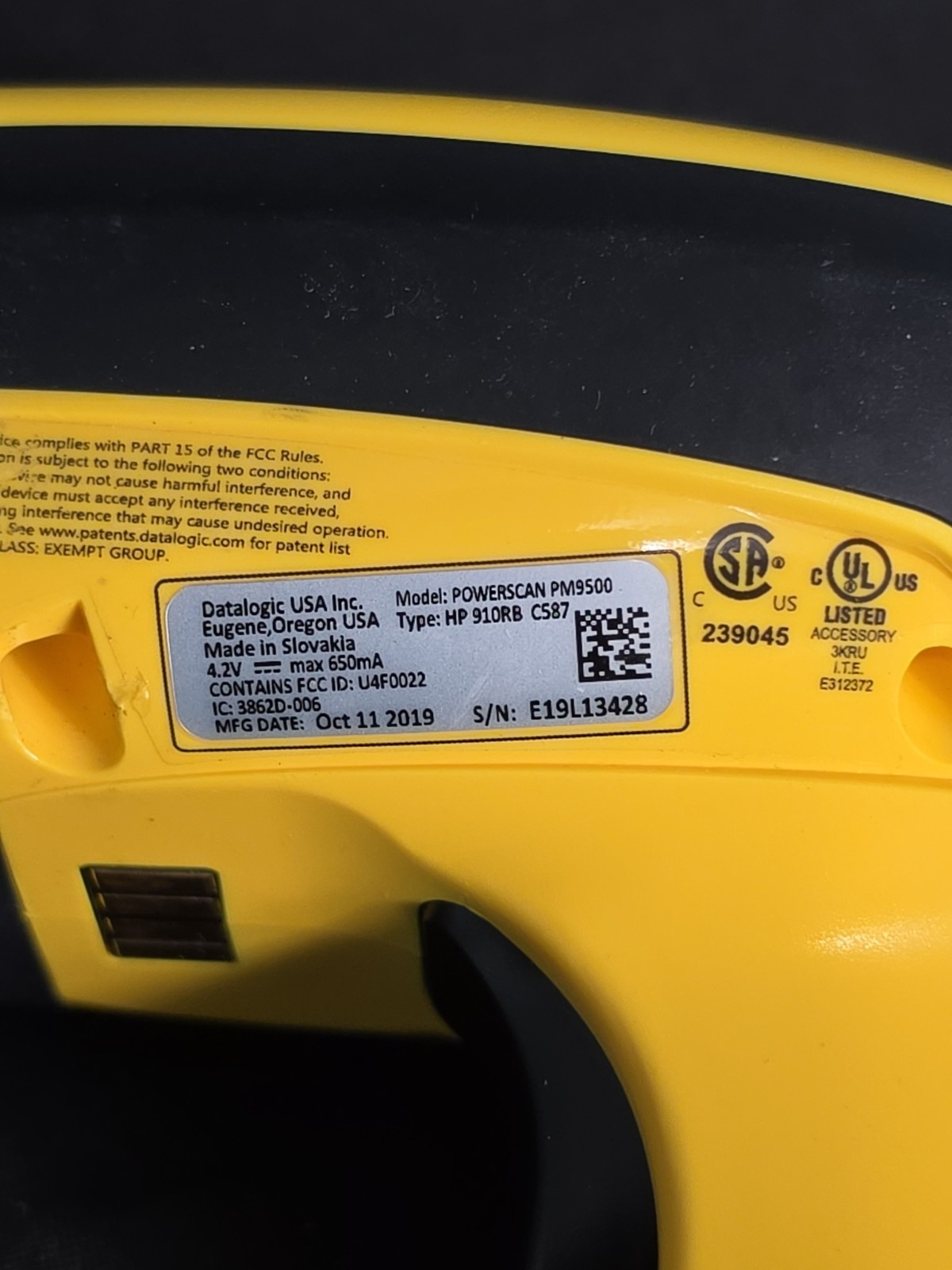 Datalogic PowerScan PM9500 Handheld Industrial Wireless Barcode Scanner Base Kit