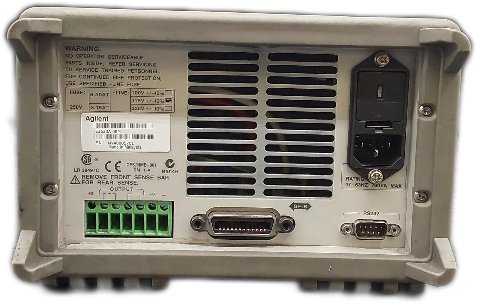 Keysight E3633A 200W Linear DC Power Supply 3-Output Programmable 20V/10A