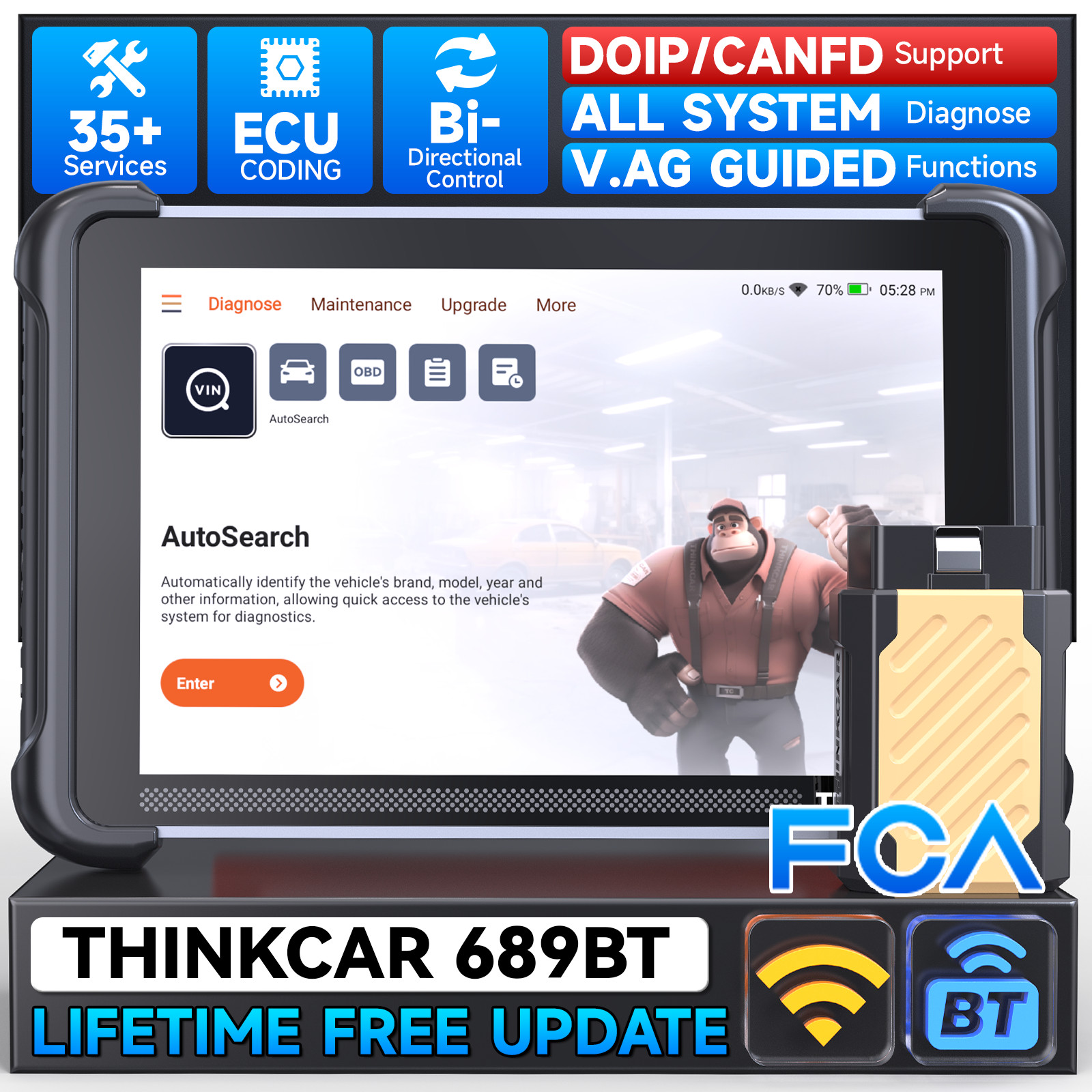 Thinkcar Car Bidirectional Scanner Full System Diagnostic Coding Tool 34+Service