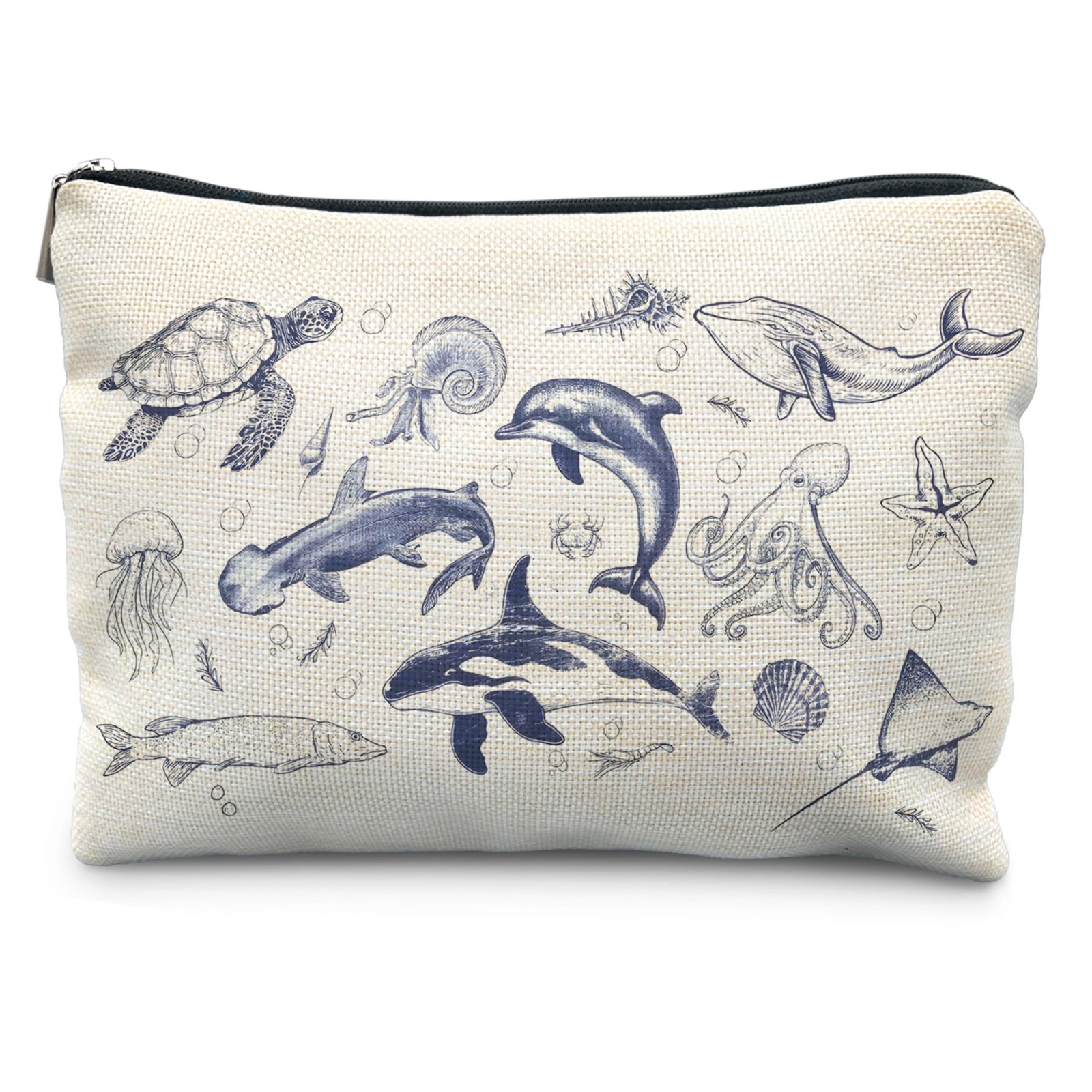 WUCHJ Ocean Animals Shark whale Makeup Bag, Sea Animal Beach Cosmetic Bags To...