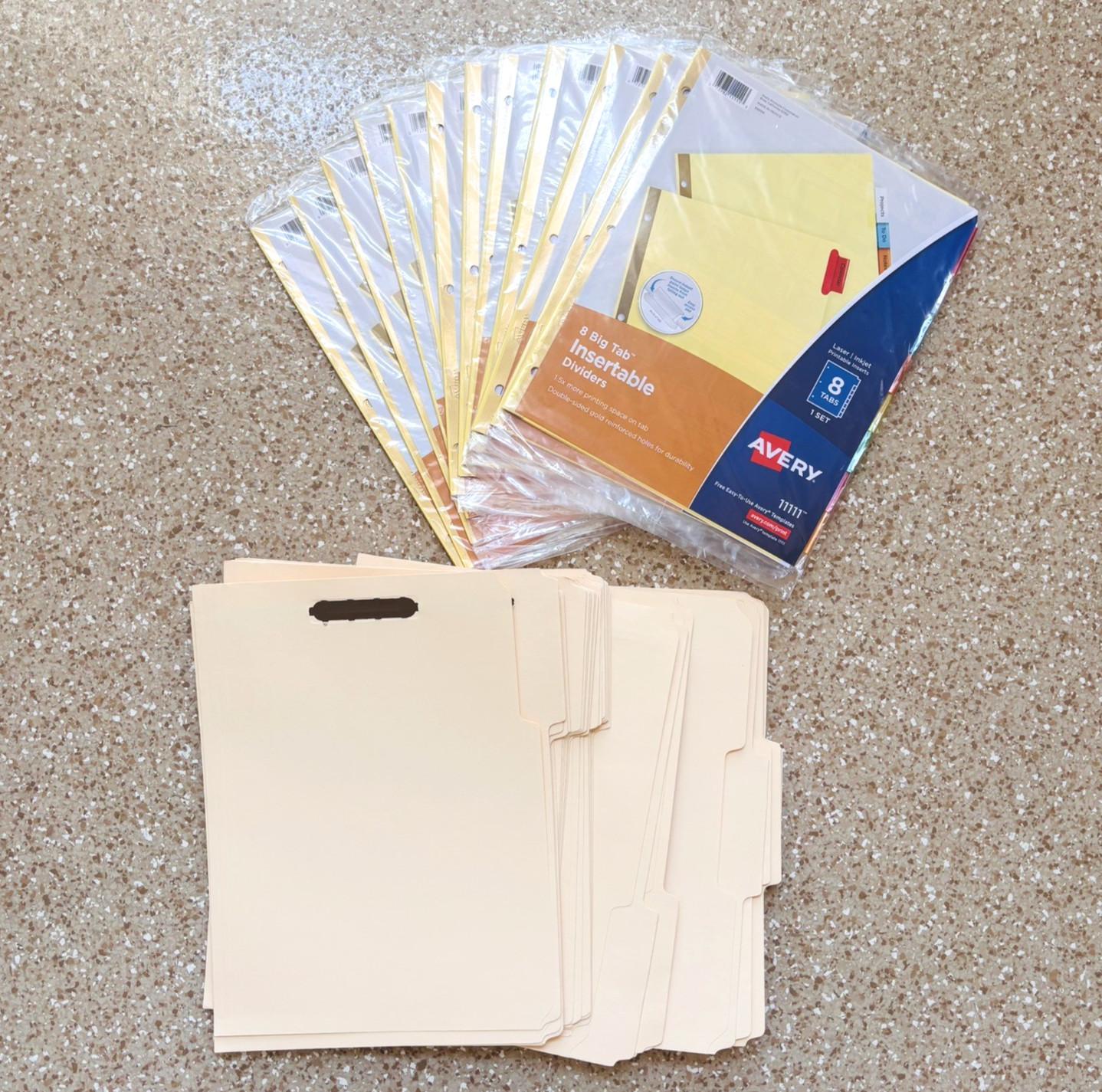 12 Set Avery 8-Tab Binder Dividers + 36 Universal Reinforced Top Tab Folders