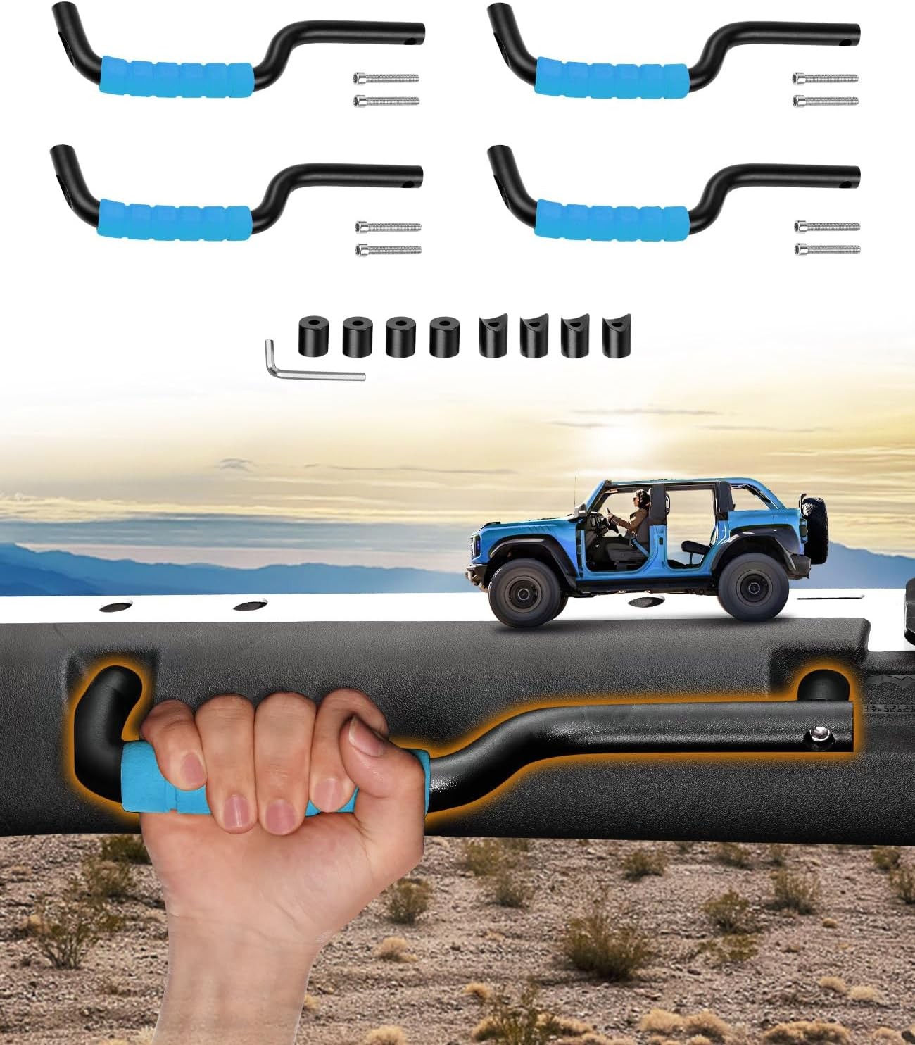 4 PCS Grab Handles for 15.5"L x 6.2"W, Front+ Rear Handle(Blue)