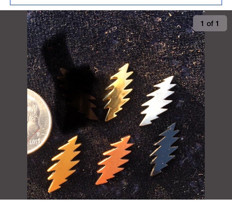 Grateful Dead 13 Point Bolt Hat Pin Set Five Pins Lightning Owsley Jerry Bob