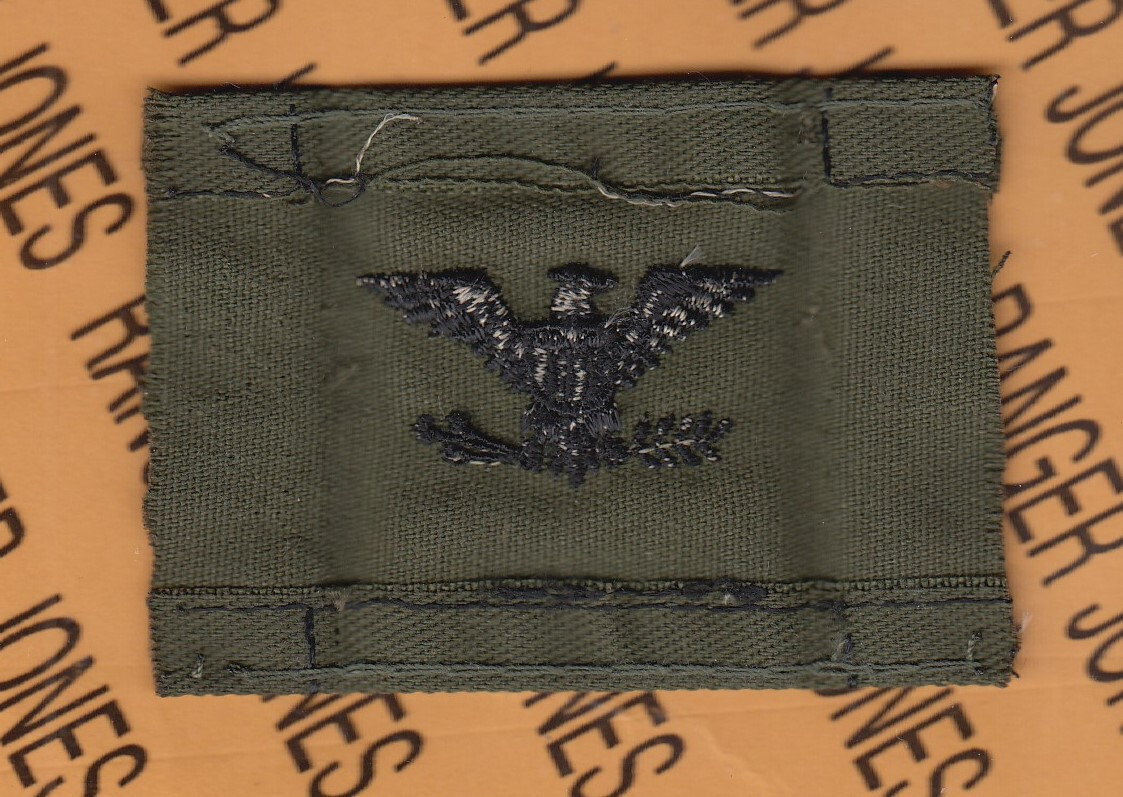 US ARMY Colonel COL O-6 OD Green & Black BDU single sew on rank patch