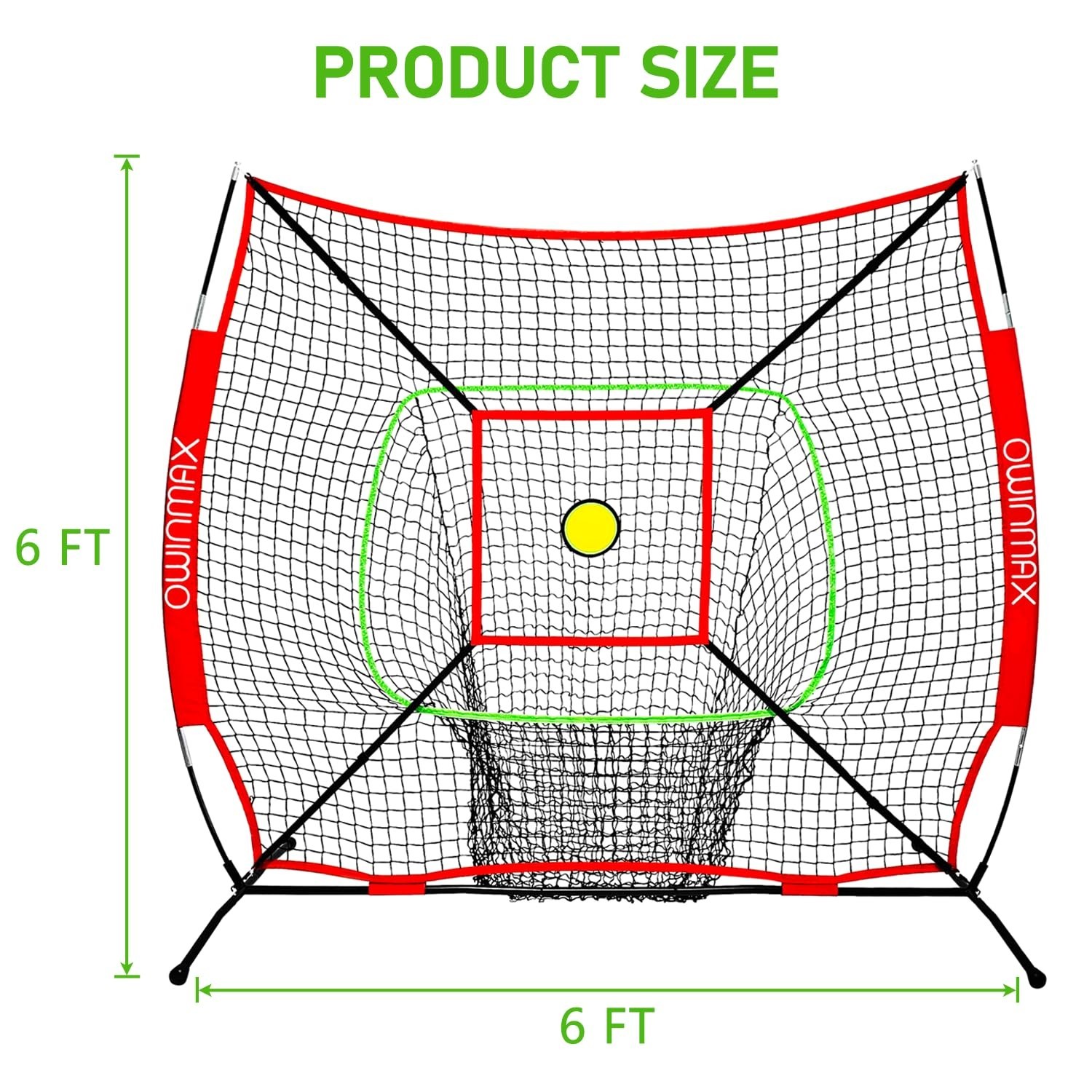 6x6FT Baseball Net, Baseball & Softball Training net with Batting Tee, Strike...