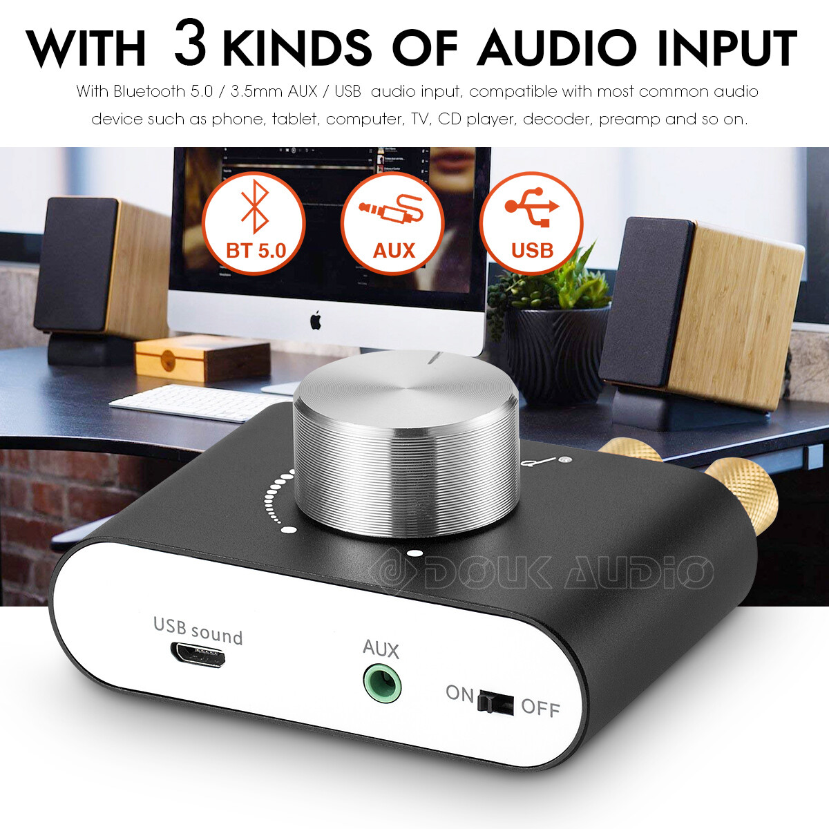 Nobsound 100W Mini Power Amplifier Digital HiFi Amp with USB/AUX/Bluetooth Input