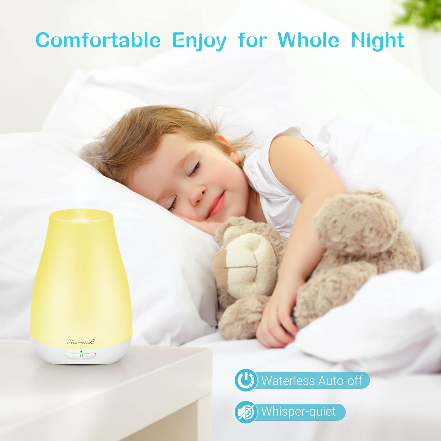 Homeweeks Diffusers, 100ml Colorful Essential Oil 100 Ml 1 Pack, Basic White