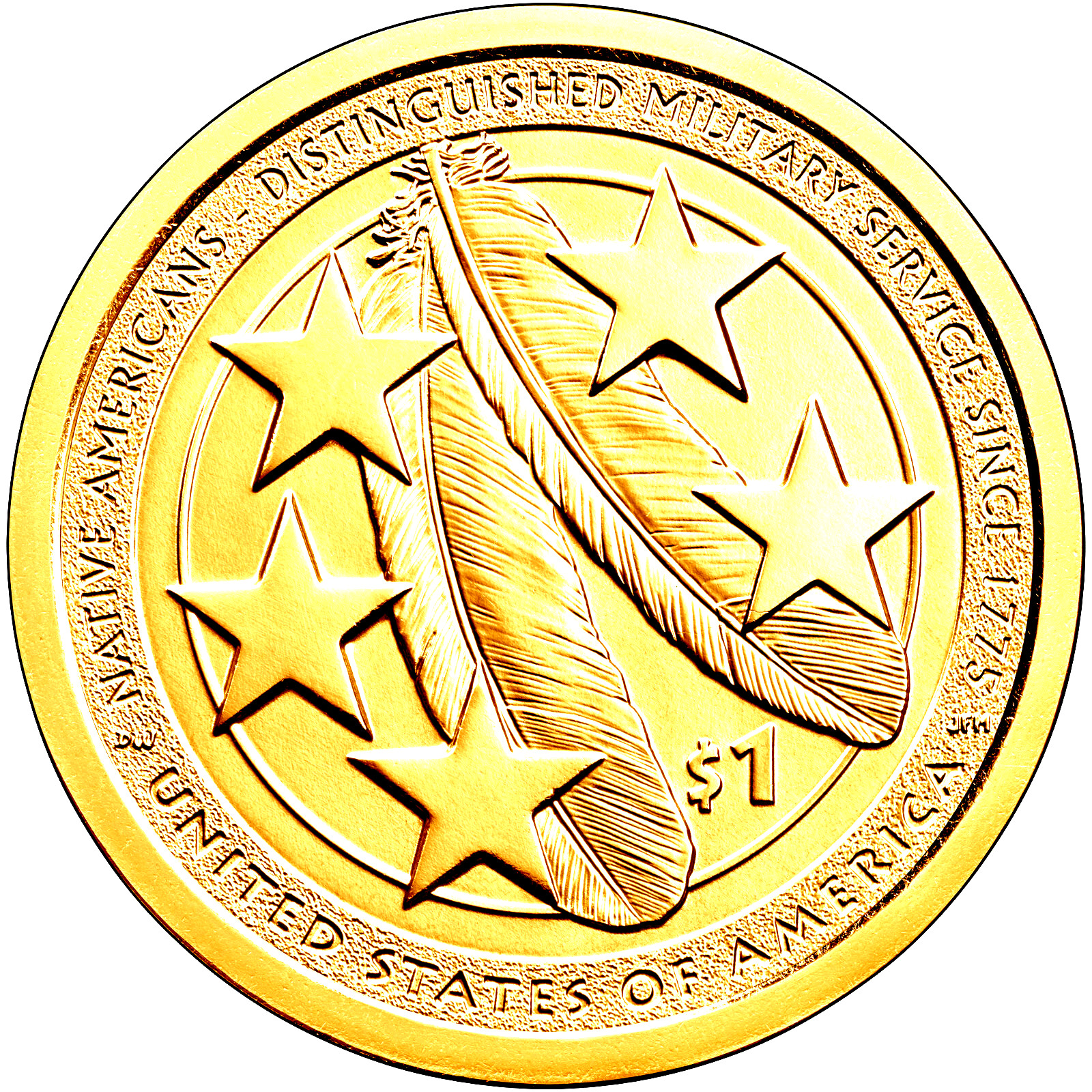 2021 Native American Dollar 24K Gold Plated