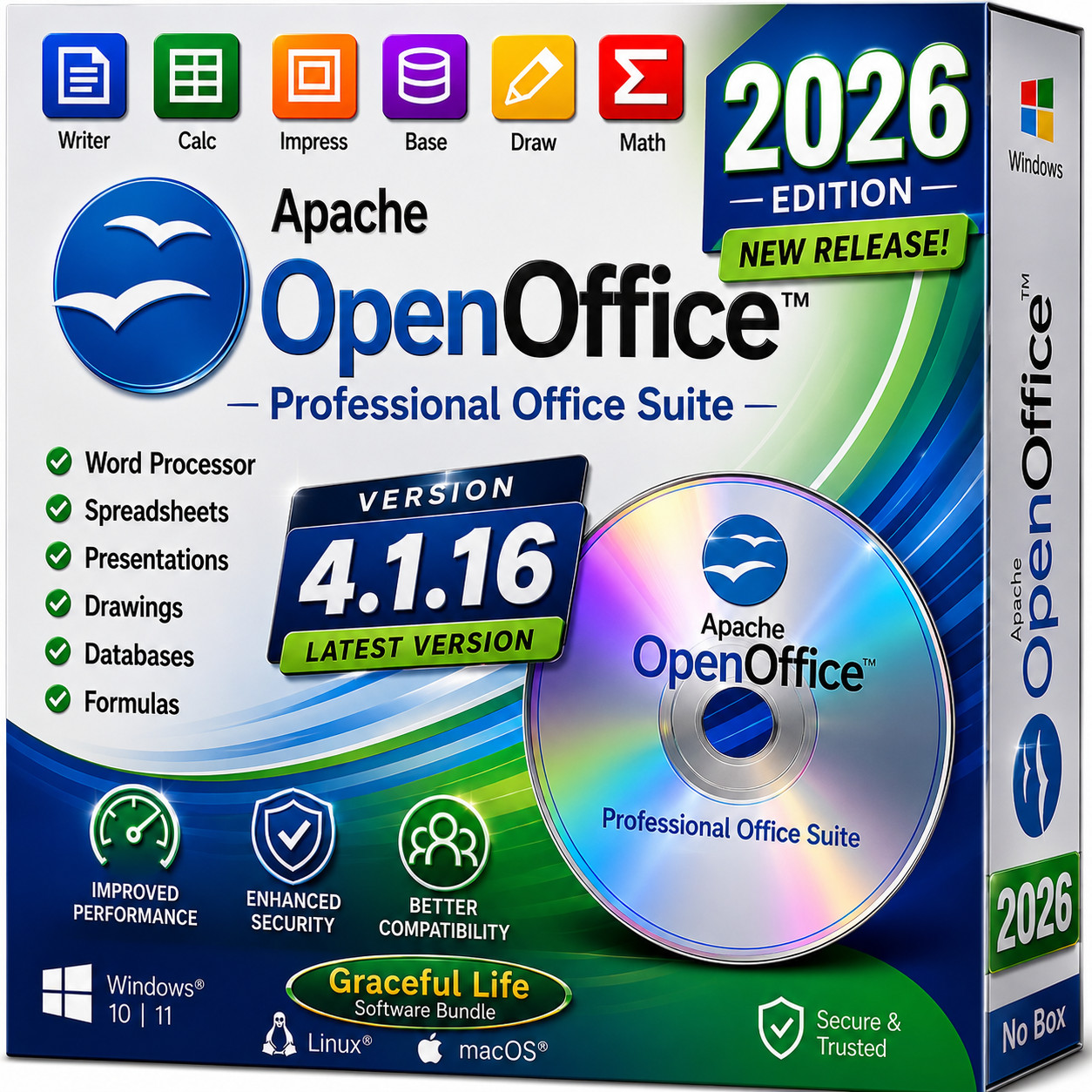 OpenOffice 4.1.16 Software Suite Windows Word Processing Home Student Business