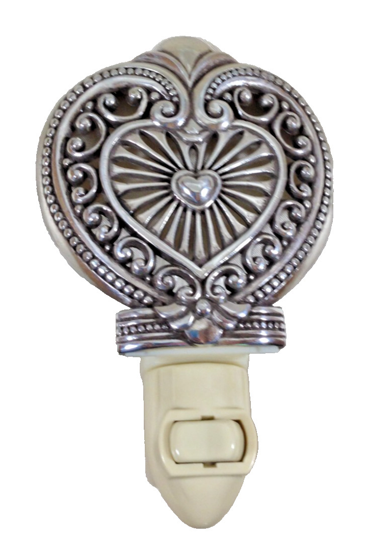 Electric Night Light Metal Filigree Heart Face