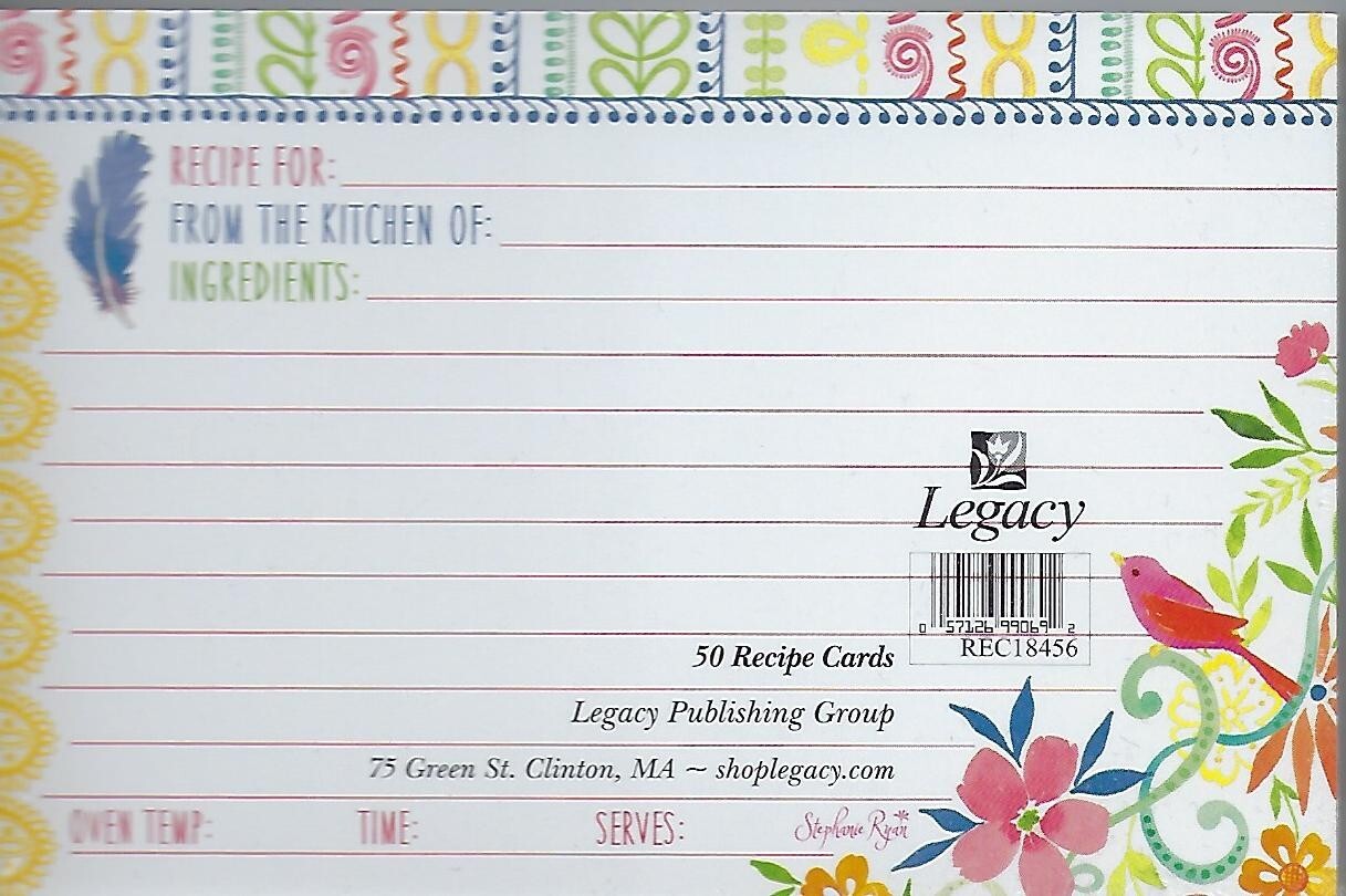 Stephanie Ryan Birds & Flowers Recipe Cards Set of 50 NEW! LAST ONES!