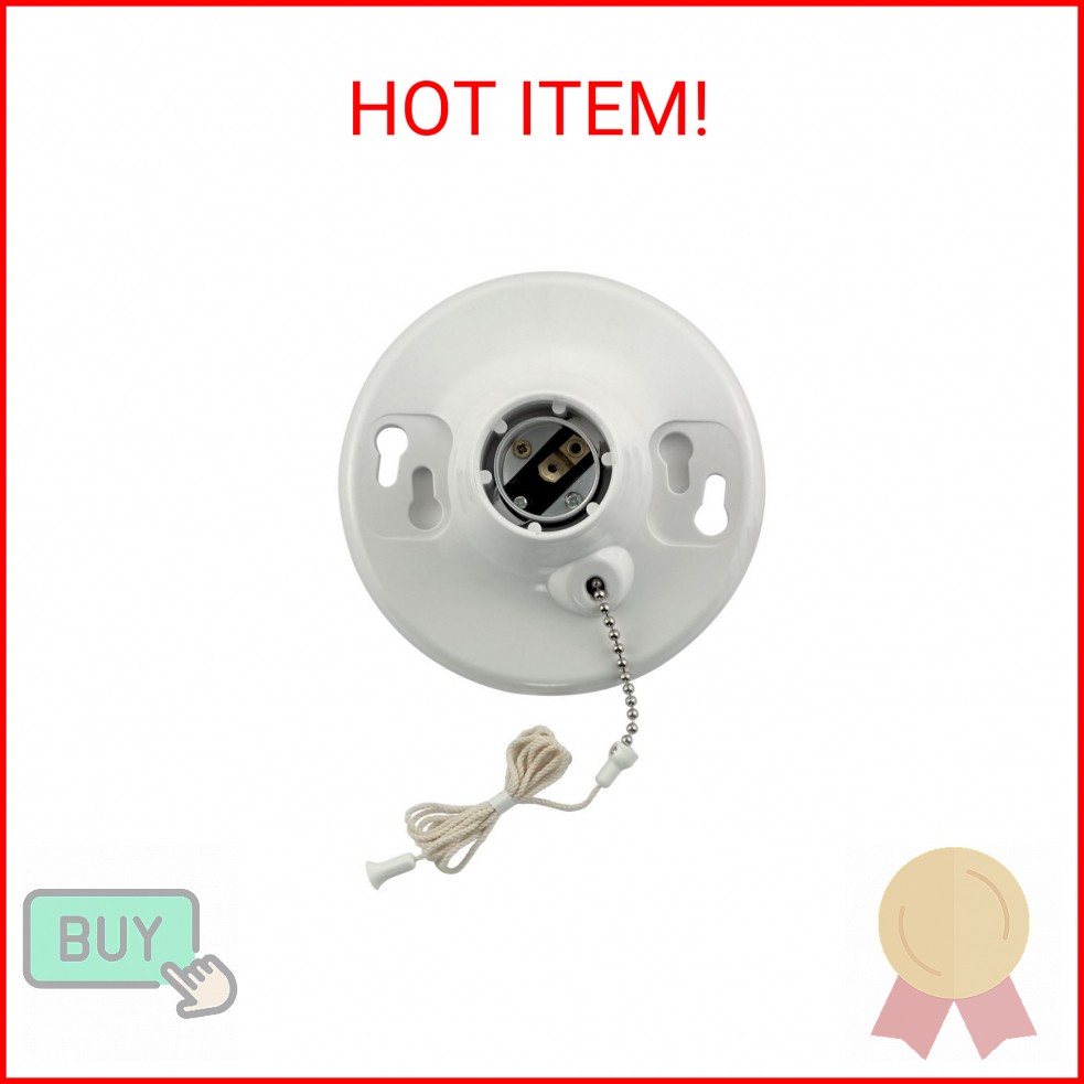 Leviton One-Piece Urea Outlet Box Mount, Incandescent Lampholder, Pull Chain, 88