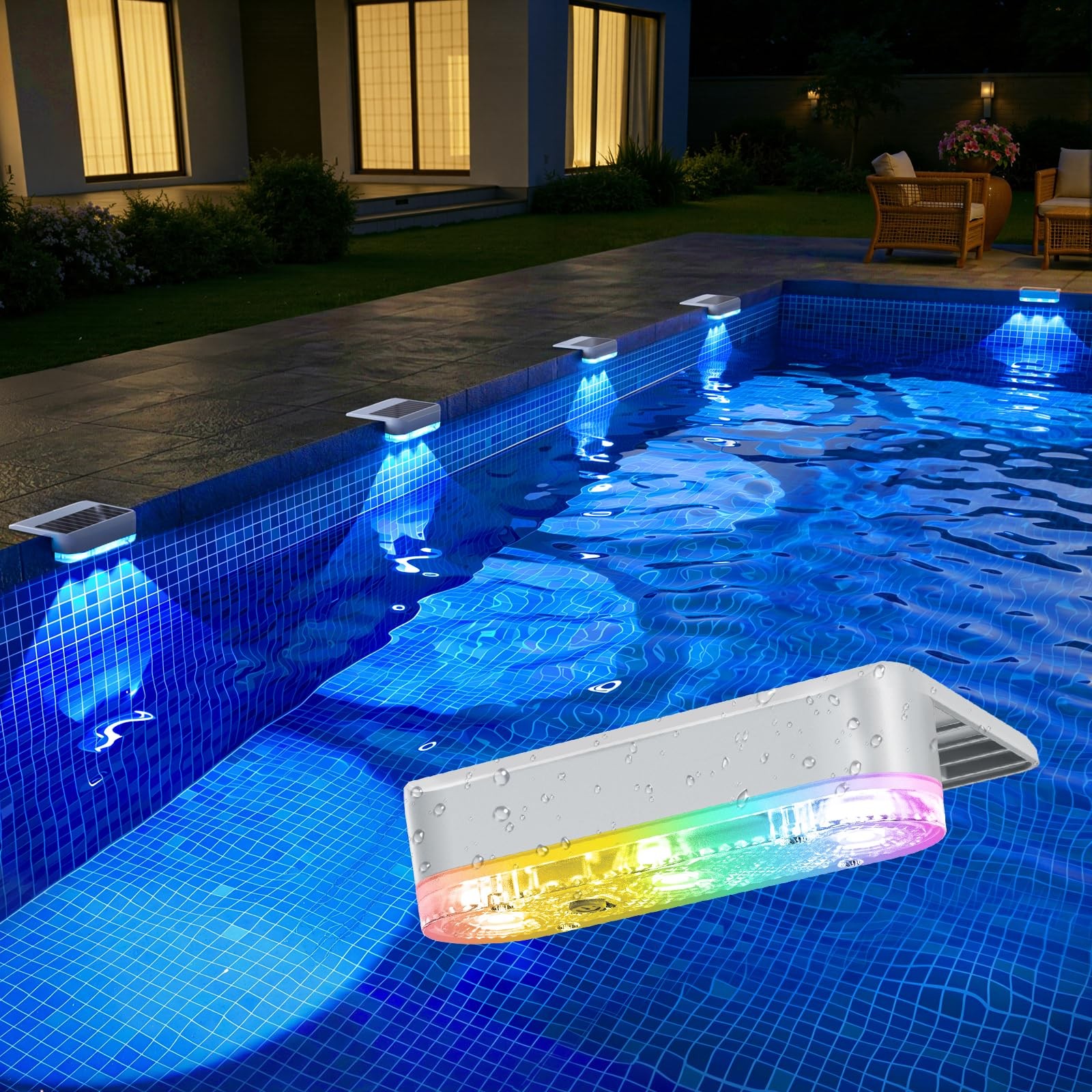 Aponuo 6 Pack Solar Pool Lights Pool Solar Lights For Above Ground Pools Rgb