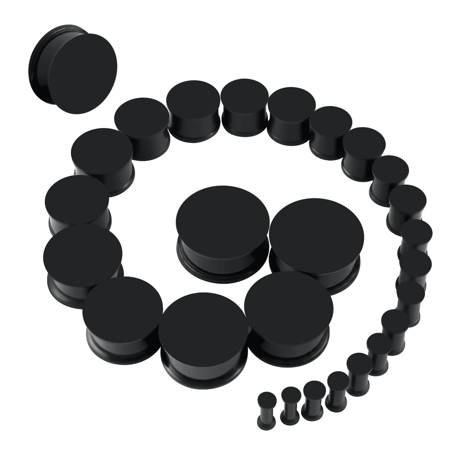 26Pcs Silicone Ear Gauge Plugs Stretching Kit Double Flared Flesh Tunnels Sad...