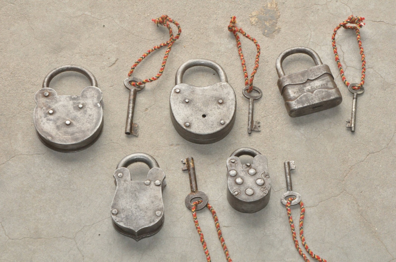 5 Pc Vintage Iron Handcrafted Fine Quality Solid Padlocks, Germany