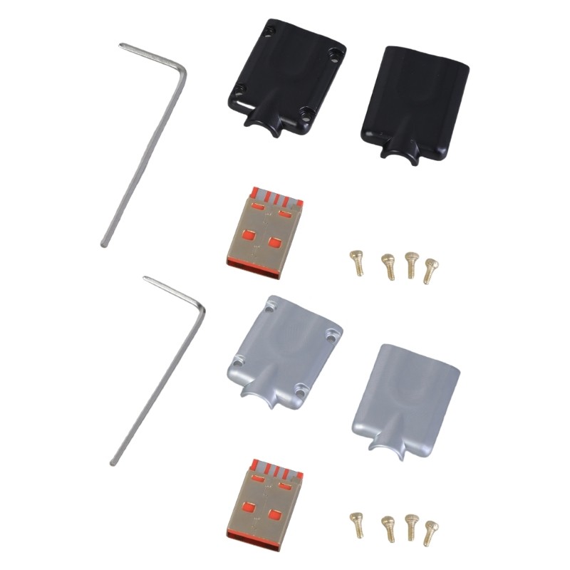 USB Male Housing Metal With Gold Plated Screws Suitable For Data Cable Replace