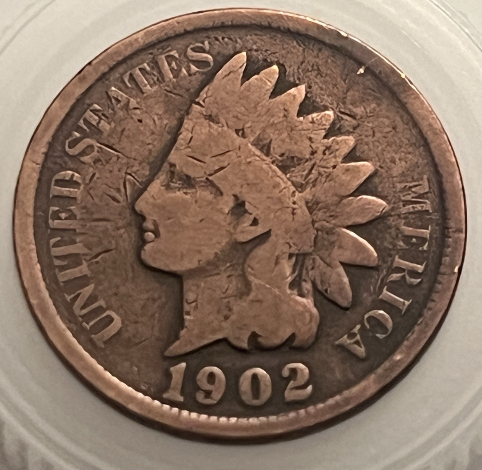 1902 Indian Head Cent Good/VG Brown Surface Issues Noted BN178