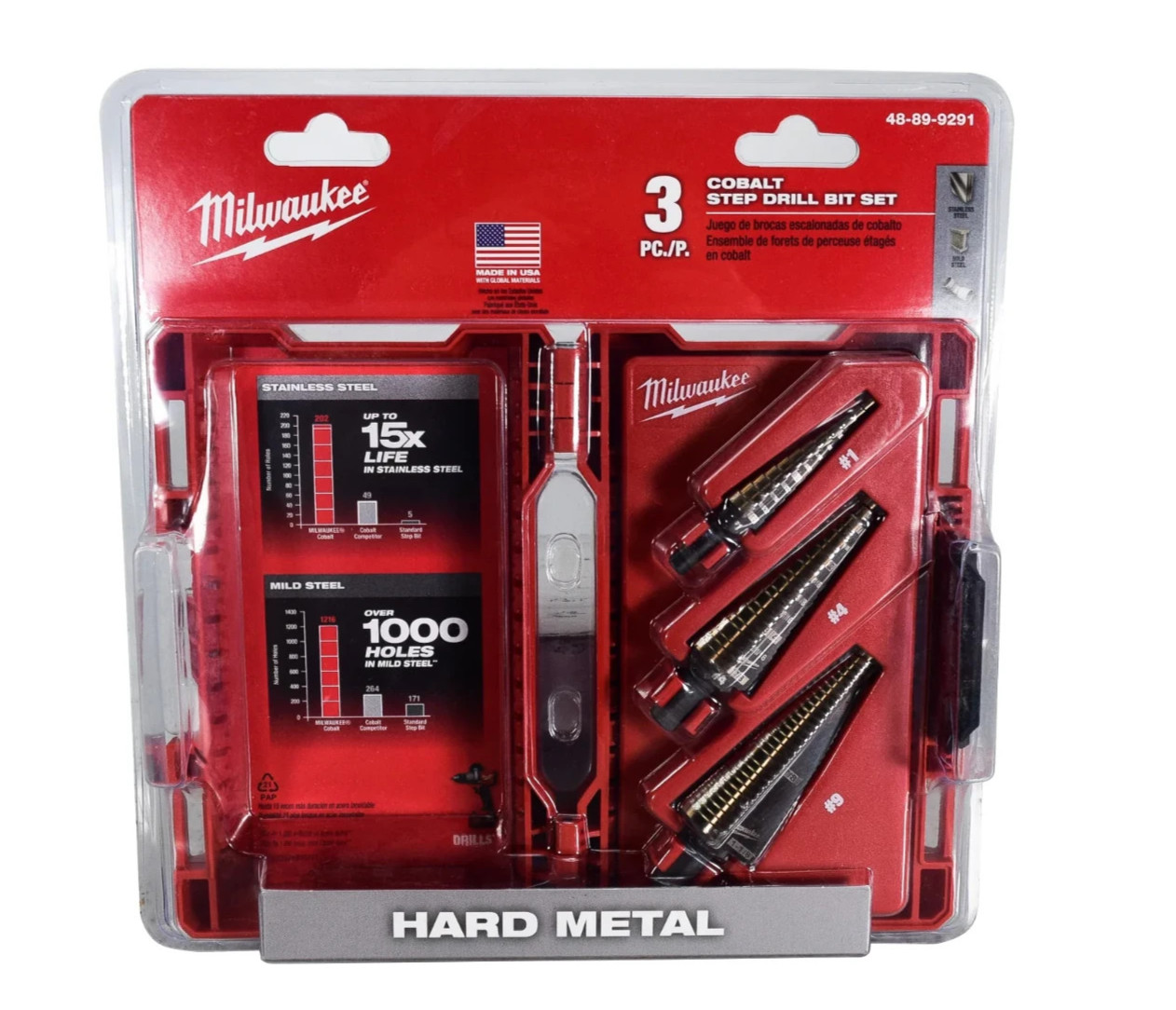 Milwaukee 48-89-9291 Milwaukee Cobalt Step Bit Kit (3PC)