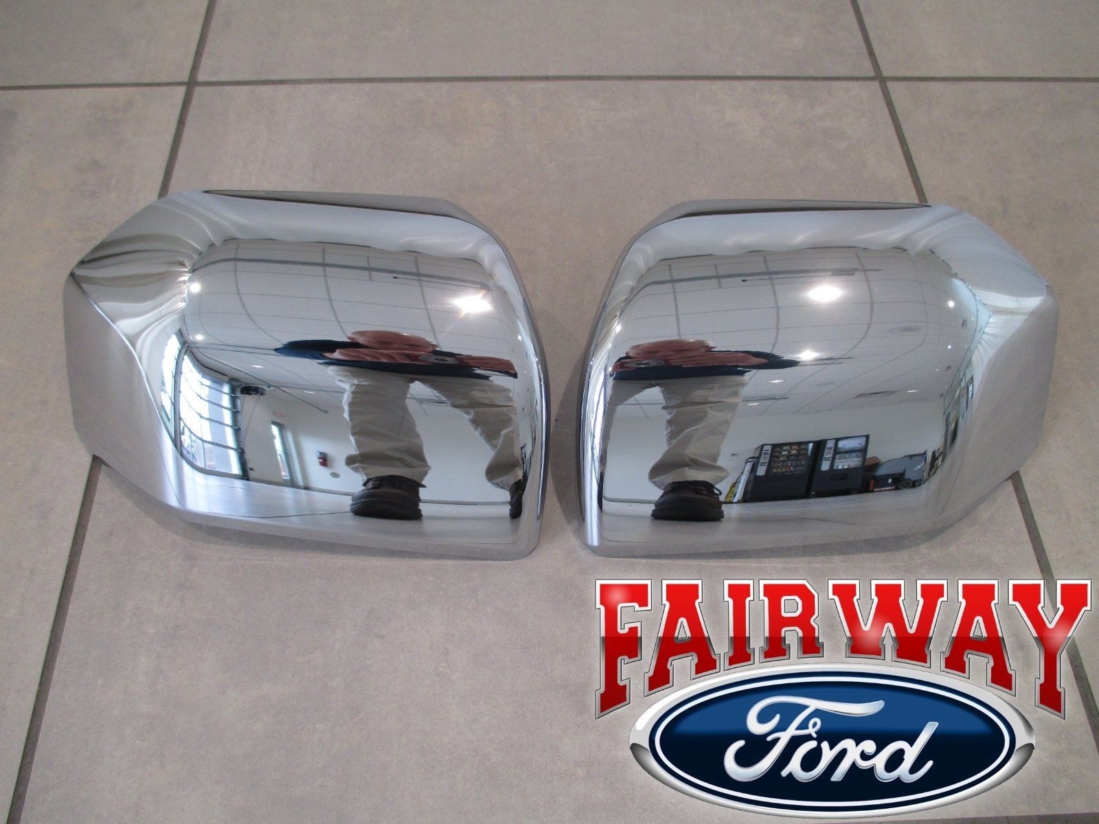 15 thru 20 F-150 OEM Genuine Ford Parts Chrome Mirror Cover Skull Cap Set of 2