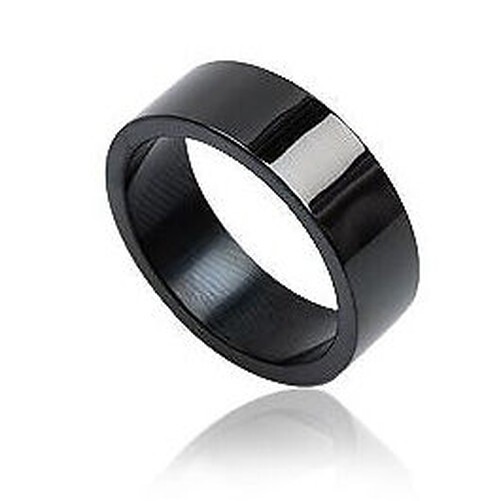 Men Women Teen Ring Steel Ring Steel Color Lacquered Brand New Black Ralph