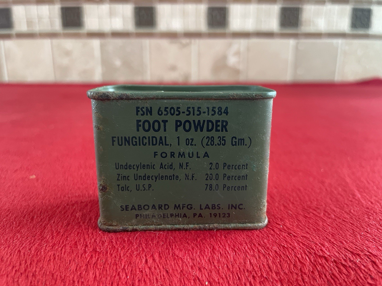 US Army Fungicidal Foot Powder Unopened Can 1oz Vietnam Era USMC Military