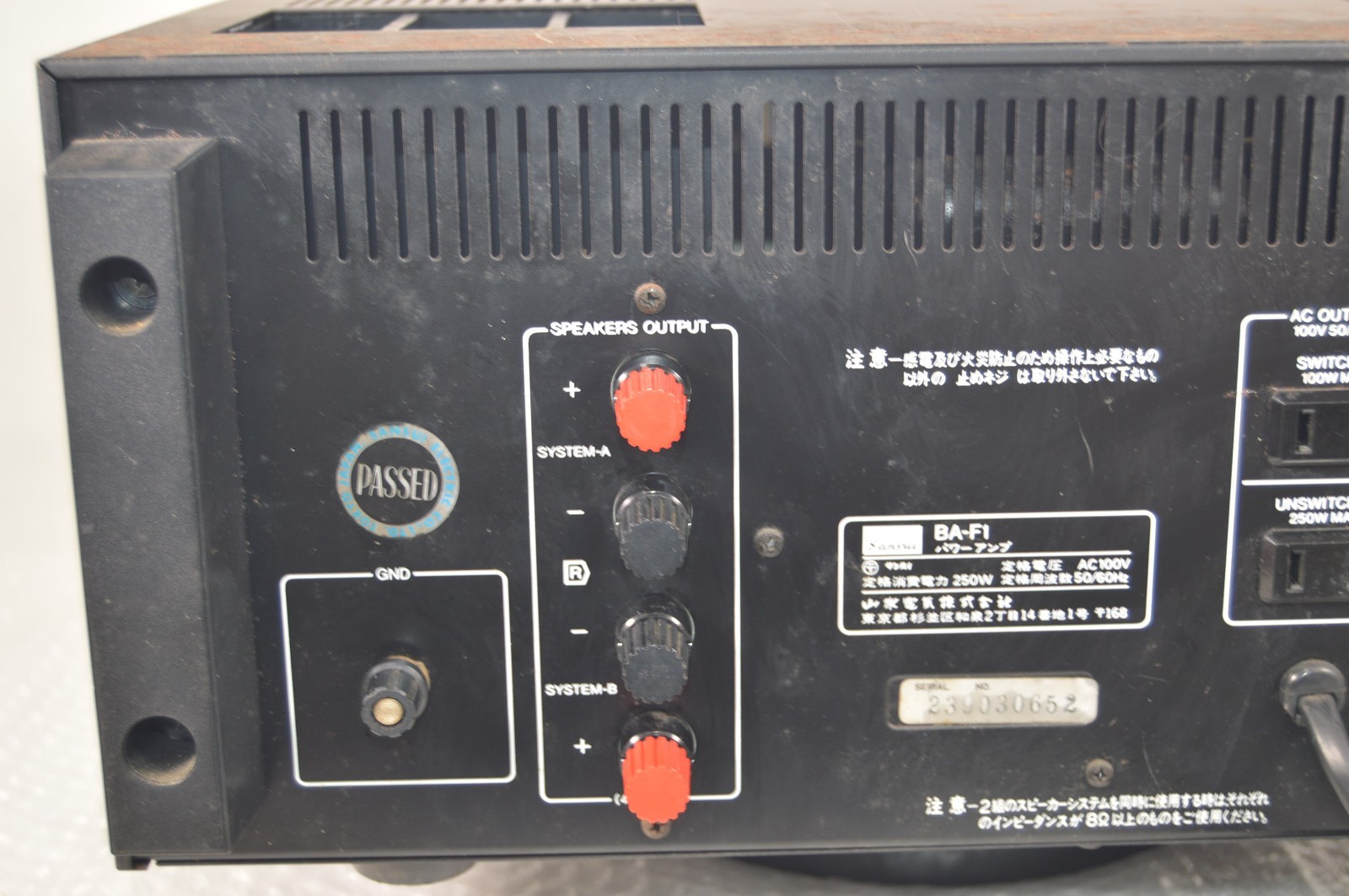 SANSUI BA-F1 Stereo Power Amplifier AC100V Good Condition Working